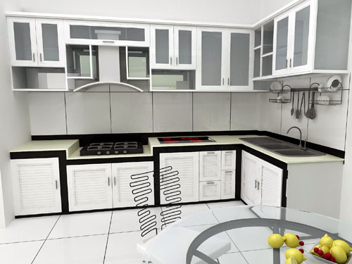 Tủ bếp nhôm kính sơn tĩnh điện giá rẻ cao cấp 2024